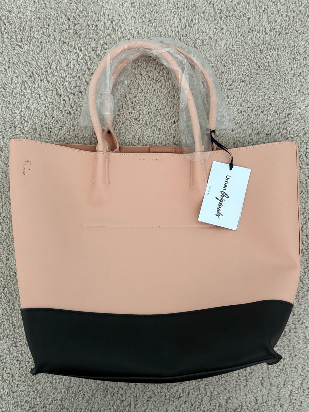 Urban Originals Vegan Leather Revenge Tote in Blush and Black